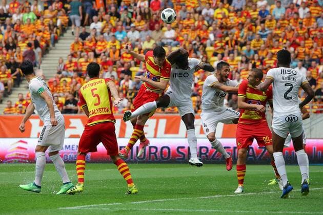 Fußball, EL Qualifikation, Jagiellonia Bialystok - FC Rio Ave BIALYSTOK 26.07.2018 PILKA NOZNA FOOTBALL LIGA EUROPY II RUNDA KWALIFIKACJI SECOND ROUND QUALIFICATION UEFA EUROPA LEAGUE JAGIELLONIA BIALYSTOK - RIO AVE FC NZ Mitrovic Nemanja Ivan Runje NELSON MONTE Bartosz Kwiecien MATHEUS REIS DE LIMA FOT. MACIEJ GILEWSKI 058sport.pl NEWSPIX.PL --- Newspix.pl  201807026GIL031