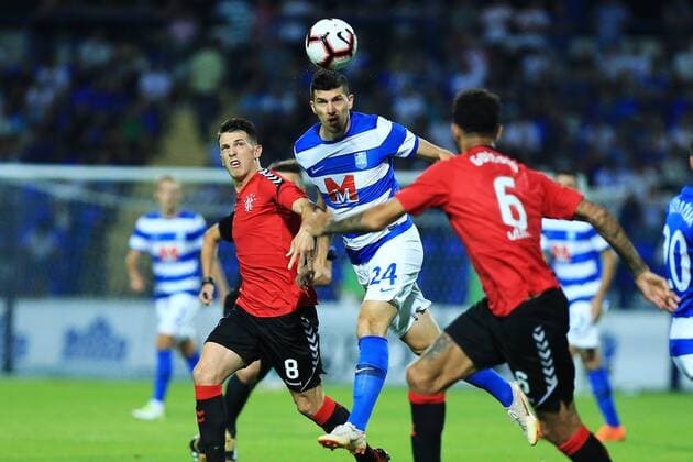European league Osijek Rangers 26.07.2018., Croatia, Osijek - , European league - qualifiers Osijek - Rangers. Ryan Jack, Mirko Maric.  DavorxJavorovic PIXSELL