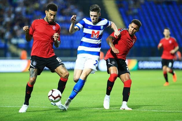 European league Osijek Rangers 26.07.2018., Croatia, Osijek - , European league - qualifiers Osijek - Rangers. Connor Goldson, Danijel Loncar.  DavorxJavorovic PIXSELL