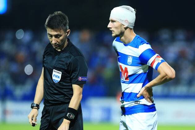 European league Osijek Rangers 26.07.2018., Croatia, Osijek - , European league - qualifiers Osijek - Rangers. Pawel Gil, Borna Barisic.  DavorxJavorovic PIXSELL