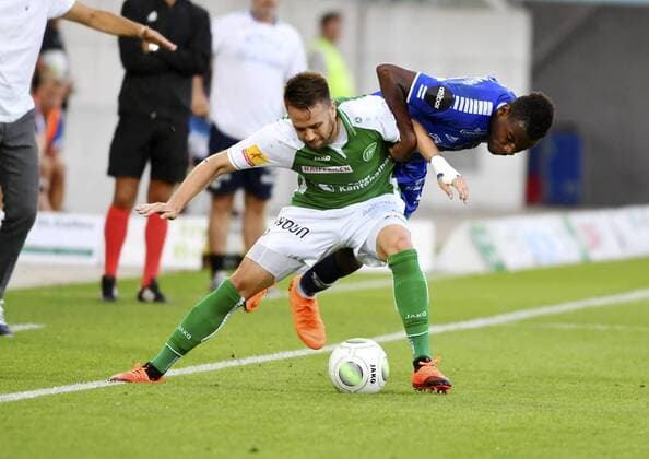 26 07 2018 St Gallen Switzerland Football Men Season 2018 2019 Europaleague Qualifiers FC St Gallen Sarpsborg 08 FF Pictured Andreas Wittwer FC St Gallen single shot action