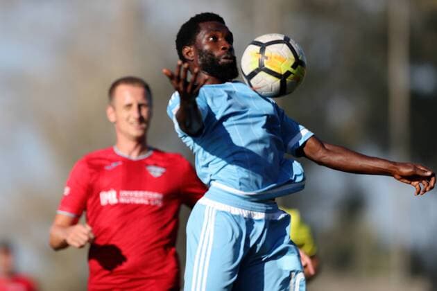 Sport Bilder des Tages 26 07 2018 - National Stadium, Ta Qali, Malta UEFA Europa League 2018 2019 Second Qualifying Round, 1st Leg Ibrahim Rabiu of SK Slovan Bratislava during the UEFA Europa League, Second Qualifying Round, first leg match between Balzan FC of Malta and SK Slovan Bratislava at the Centenary Stadium, Ta Qali, Malta on 26 July, 2018. Balzan FC won the first leg 2-1. Balzan FC v SK Slovan Bratislava - UEFA Europa League 2018 19 UEL_18_19