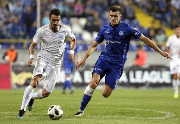 26.07.2018 Sarajevo(Bosnia and Herzegovina) FK Zeljeznicar-FC Apollon Limassol Europa League qualifiers 2nd leg men s football Joao Pedro(L) Apollon Limassol, Dzenan Zajmovic(r) FK Zeljeznicar :Str 