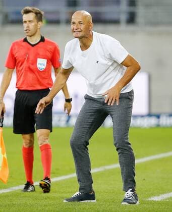 26 07 2018 Kybunpark St Gallen SWITZERLAND Season 2018 2019 Men Soccer European League Qualification St Gallen Sarpsborg 08 FF Coach Peter Zeidler FCSG