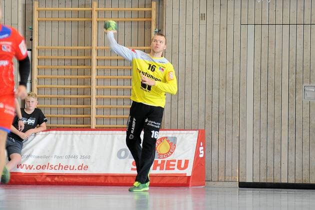 Tomas Mrkva HBW Balingen Weilstetten 16 in goal Handball men preparation tournament 54 Sparkassen Cup Altensteig match for Platz5 29 07 2018 Photo TBaur Eibner TSV Otmar St Gallen vs. HBW Balingen Weilstetten Esslingen Copyright: xEIBNER TobiasxBaurx EP_TBR