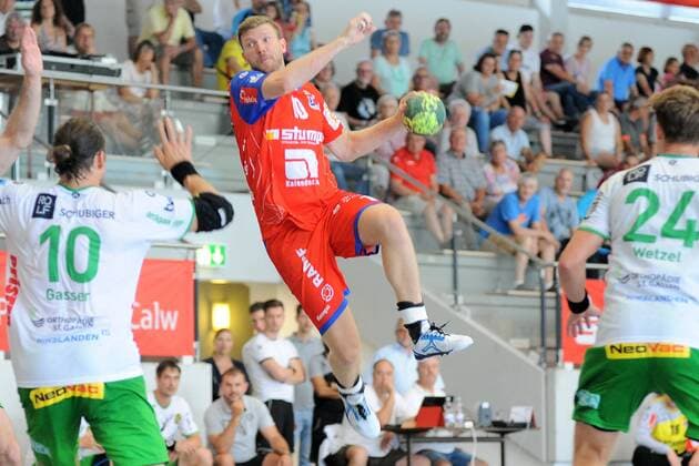 Lars Friedrich HBW Balingen Weilstetten 10 Handball men preparation tournament 54 Sparkassen Cup Altensteig match for Platz5 29 07 2018 Photo TBaur Eibner TSV Otmar St Gallen vs. HBW Balingen Weilstetten Esslingen Copyright: xEIBNER TobiasxBaurx EP_TBR