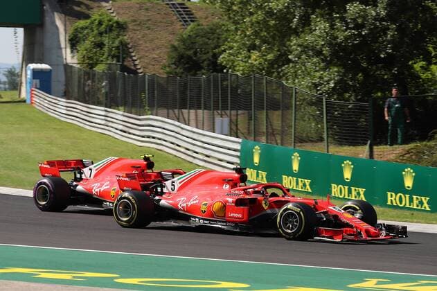 Photo4 LaPresse 29 07 2018 Budapest, Hungary Grand Prix Formula One Hungary 2018 In the pic: Kimi Raikkonen (FIN) Scuderia Ferrari SF71H and Sebastian Vettel (GER) Scuderia Ferrari SF71H  Copyright: xPhoto4 LaPressex