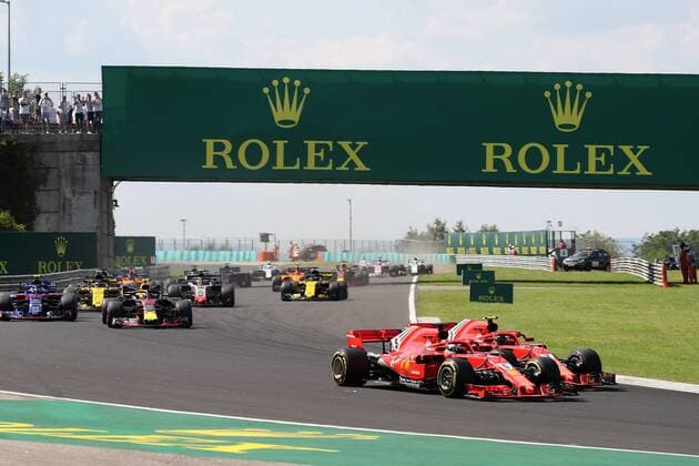 Photo4 LaPresse 29 07 2018 Budapest, Hungary Grand Prix Formula One Hungary 2018 In the pic: Start of the race, Sebastian Vettel (GER) Scuderia Ferrari SF71H and Kimi Raikkonen (FIN) Scuderia Ferrari SF71H  Copyright: xPhoto4 LaPressex