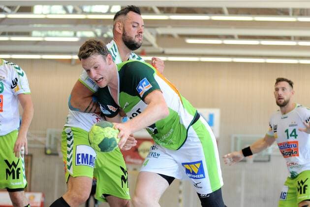Lenny Rubin HSG Wetzlar 44 against Jens Schoengarth FrischAuf Goeppingen 33 Handball Mens Preparatory Tournament 54 Sparkassen Cup Altensteig Game for Final 29 07 2018 Photo TBaur Eibner FrischAuf Goeppingen vs. HSG Wetzlar Esslingen Copyright: xEIBNER TobiasxBaurx EP_TBR