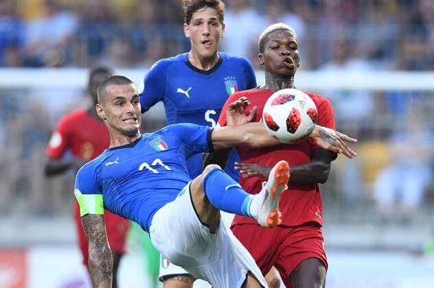 Gianluca Scamacca of Italy during Italy - Portugal European Under-19 Championship 2018 final at the Seinäjoki stadium, Finland. July 29, 2018. (Jussi Eskola Newspix24)  Copyright: xJussixEskolax NP24_00310046