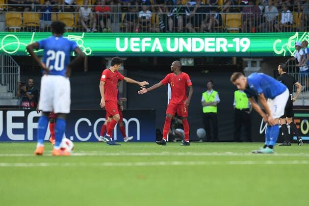 2-0. Roma Correia (left), Nuno Nunes during their Italy - Portugal European Under-19 Championship 2018 final at the Seinäjoki stadium, Finland. July 29, 2018. (Jussi Eskola Newspix24)  Copyright: xJussixEskolax NP24_00310048