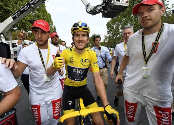PARIS CHAMPS-ELYSEES, FRANCE - JULY 29 : THOMAS Geraint (GBR) of Team SKY during stage 21 of the 105th edition of the 2018 Tour de France cycling race, a stage of 116 kms between Houilles and Paris Champs-Elysees on July 29, 2018 in Paris Champs-Elysees, France, 29 07 18 CYCLISME : Tour de France - Etape 21 - Houilles Paris Champs-Elysees - 29 07 2018 PhotoNews Panoramic 