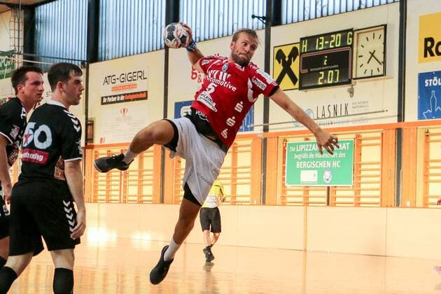 Max Darj 5 Bergischer HC at throw Fivers WAT Margareten HC vs Bergischer HC Handball Test match 29 07 18 Köflach Lipizanerheimat Austria Sporthalle Köflach Copyright: xdnet_thex