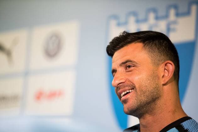 180731 Malmö FFs Behrang Safari during a press conference and training before the Champions League match between Malmö FF and Cluj in the second qualifying round on 31 July 2018 in Malmö  Copyright: MATHILDAxAHLBERG BB180731MA006