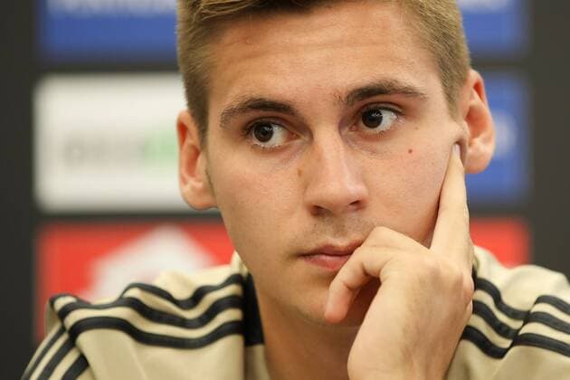 SOCCER - UEFA CL quali, Ajax vs Sturm GRAZ,AUSTRIA,31.JUL.18 - SOCCER - UEFA Champions League qualification, SK Sturm Graz vs AFC Ajax Amsterdam, preview, press conference PK Pressekonferenz Ajax. Image shows Maximilian Woeber (Ajax). GEPAxpictures xChristianxWalgram