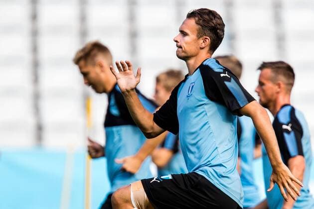 180731 Malmö FF Andreas Vindheim during a training session for the Champions League match between Malmö FF and Cluj in the second qualifying round on 31 July 2018 in Malmö  Copyright: MATHILDAxAHLBERG BB180731MA040