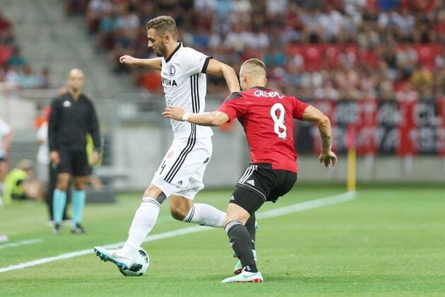Fußball, CL Qualifikation, Spartak Trnava - Legia Warschau TRNAVA 31.07.2018 PILKA NOZNA II RUNDA ELIMINACYJNA LIGA MISTRZOW SEZON 2018 19: SPARTAK TRNAWA - LEGIA WARSZAWA--- UEFA CHAMPIONS LEAGUE SECOND QUALIFYING ROUND MATCH SPARTAK TRNAWA - LEGIA WARSZAWA NZ. MATEUSZ WIETESKA (LEGIA) FOT. MICHAL CHWIEDUK FOKUSMEDIA.COM.PL NEWSPIX.PL --- Newspix.pl  180731CHW036
