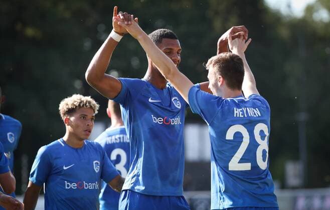 Genk s Bryan Heynen celebrates after scoring during the soccer match between Luxembourg team Sporting Circle Fola Esch and Belgian first division soccer team KRC Genk, Wednesday 01 August 2018 in Esch-Sur-Alzette, Luxembourg. This is the return leg of the 2nd qualifying round for the Europa League competition. Genk won the first leg 5-0. VIRGINIExLEFOUR  x05396393x
