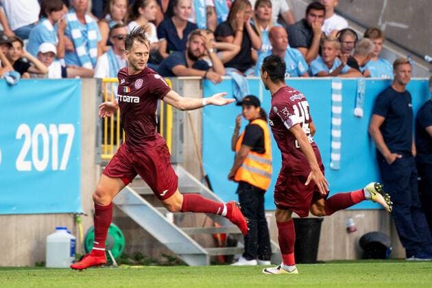180801 Damjan Ä okovic of Cluj celebrates after scoring 0 1 during the UEFA Champions League qualifying match between Malmö FF and Cluj on August 1, 2018 in Malmö Photo Ludvig Thunman BILDBYRAN code LT 35511  Copyright: LUDVIGxTHUNMAN BB180801LT021