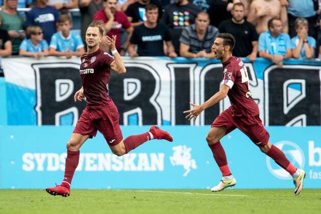 180801 Ciprian Deac of Cluj celebrates after scoring 0 1 during the UEFA Champions League qualifying match between Malmö FF and Cluj on August 1, 2018 in Malmö Photo Mathilda Ahlberg BILDBYRAN Cop 178  Copyright: MATHILDAxAHLBERG BB180801MA015