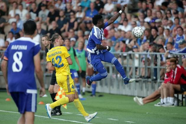 Fußball, CL Qualifikation, HJK Helsinki - BATE Baryssau Rafael Scapini de Almeida 8, HJK Helsinki, FIN, Maksim Volodko 42, BATE, BLR and Evans Mensah 77, HJK Helsinki, FIN during their UEFA Champions League 2QR match HJK Helsinki - BATE in Telia 5G Arena 1. August 2018 in Helsinki, Finland. Copyright: xMattixMatikainenx NP24_00311944