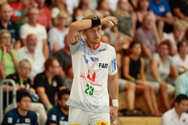 01 08 2018 xtgx handball friendly match SC Magdeburg Japan emporer Albin Lagergren Magdeburg exhausted Beetzendorf