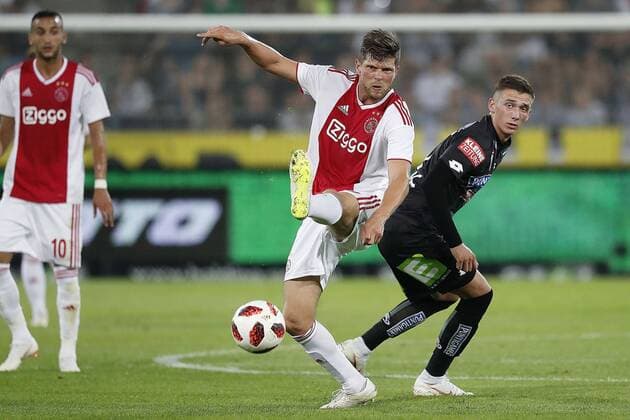 GRAZ, 01-08-2018 , Merkur Arena, football season 2018 2019, UEFA Champions League second qualifying round , 2nd leg , Ajax player Klaas Jan Huntelaar scores during the match Sturm Graz - Ajax . Sturm Graz - Ajax  x2372345x