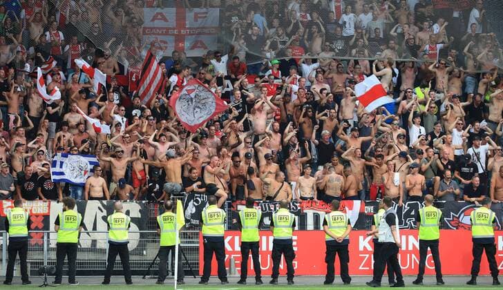 SOCCER - UEFA CL quali, Sturm vs Ajax GRAZ,AUSTRIA,01.AUG.18 - SOCCER - UEFA Champions League qualification, SK Sturm Graz vs AFC Ajax Amsterdam. Image shows fans of Ajax. GEPAxpictures xMarioxBuehner