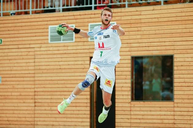 01 08 2018 xtgx handball friendly match SC Magdeburg Japan emporer Justus Kluge Magdeburg cut out single image full body Beetzendorf
