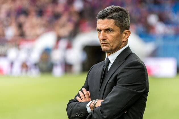 Soccer Champions League Second qualifying round 18 19 FC Basel 1893 FC PAOK Saloniki 01 08 2018 Lucescu R zvan PAOK Coach in the Champions League qualifying round 2 Match between FC Basel 1893 and FC PAOK Salonika on Wednesday 01 August 2018 at St Jakob Park in Basel xGRGx