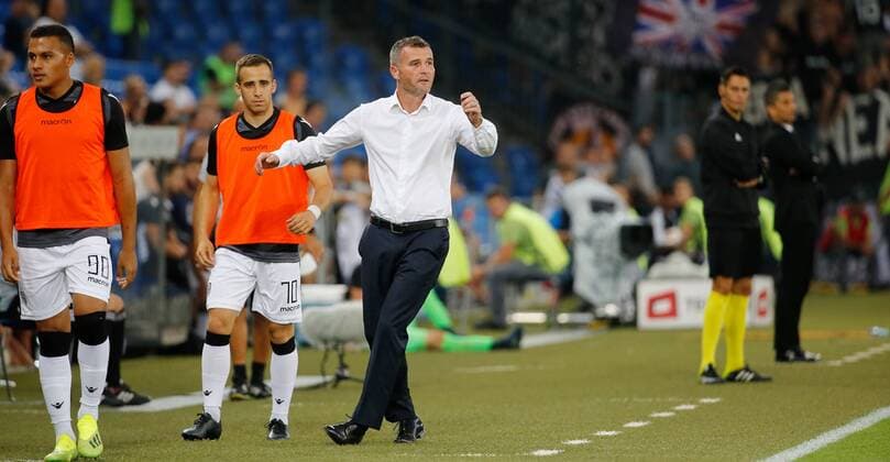 01 08 2018 St Jakob Park Basel SWITZERLAND Season 2018 2019 UEFA Champions League Qualifying return leg FC Basel PAOK Salonika Coach Alexander Frei FC Basel