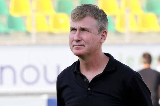 UEFA Europa League Second Qualifying Round Second Leg, AEK Arena, Larnaca, Cyprus 2 8 2018 AEK Larnaca vs Dundalk Dundalk Manager Stephen Kenny Stephen Kenny 2 8 2018  Copyright: x©INPHO SavvidesxPressxSportsx SAKI5394
