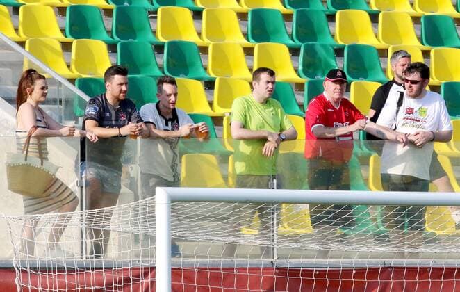 UEFA Europa League Second Qualifying Round Second Leg, AEK Arena, Larnaca, Cyprus 2 8 2018 AEK Larnaca vs Dundalk Dundalk fans ahead of the game Dundalk fans ahead of the game 2 8 2018  Copyright: x©INPHO SavvidesxPressxSportsx SAKI5409
