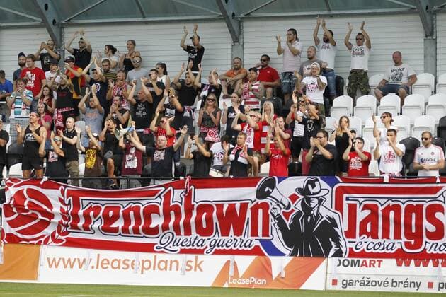 MYJAVA 02.08.2018 PILKA NOZNA LIGA EUROPY II RUNDA KWALIFIKACJI SECOND ROUND QUALIFICATION UEFA EUROPA LEAGUE AS TRENCIN - GORNIK ZABRZE NZ. KIBICE AS TRENCIN FOT. MICHAL CHWIEDUK FOKUSMEDIA NEWSPIX.PL --- Newspix.pl  180802CHW031