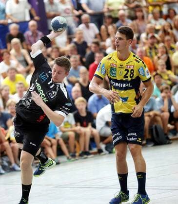 Third Handball Bundesliga MSG Grossbieberau Modau vs Rhein Neckar Löwen Played Game Season 2018 2019 02 08 2018 Grossbieberau by Nils Arnold MSG Falken Filip Taleski RNL Promotion Single Picture ba