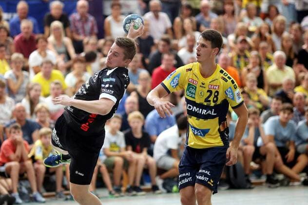 Third Handball Bundesliga MSG Grossbieberau Modau vs Rhein Neckar Löwen Played Game Season 2018 2019 02 08 2018 Grossbieberau by Nils Arnold MSG Falken Filip Taleski RNL Promotion Single Picture ba