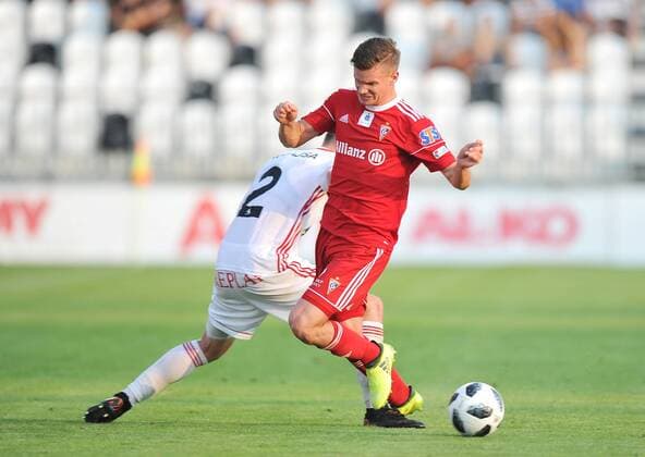 2018.08.02 Myjawa Pilka nozna Liga Europy Eliminacje Sezon 2018 2019 AS Trencin - Gornik Zabrze N z Konrad Nowak Foto Norbert Barczyk PressFocus NEWSPIX.PL 2018.08.02 Myjawa Football UEFA Europa League Season 2018 2019 AS Trencin - Gornik Zabrze Konrad Nowak Credit: Norbert Barczyk PressFocus --- Newspix.pl  20180802NB0107