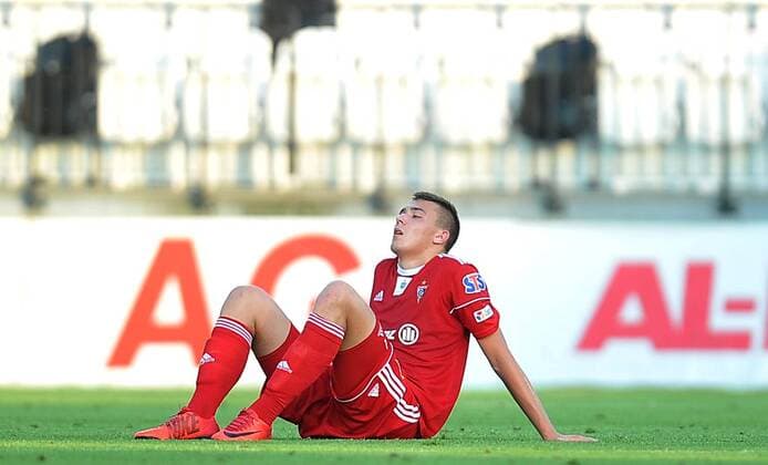 2018.08.02 Myjawa Pilka nozna UEFA Liga Europy Eliminacje Sezon 2018 2019 AS Trencin - Gornik Zabrze N z smutek zal po meczu Przemyslaw Wisniewski Foto Press Focus NEWSPIX.PL 2018.08.02 Myjawa Football UEFA Europa League Season 2018 2019 AS Trencin - Gornik Zabrze smutek zal po meczu Przemyslaw Wisniewski Credit: Press Focus --- Newspix.pl  20180802PF_PF073