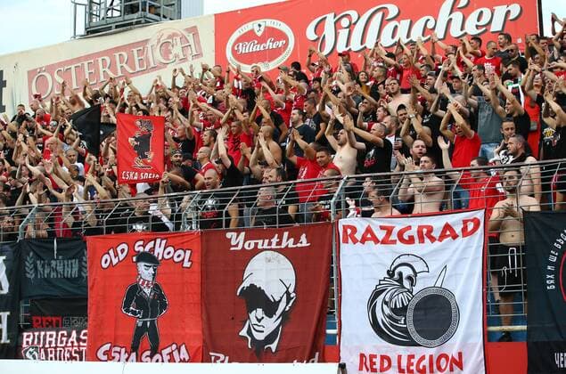 SOCCER - UEFA EL quali, Admira vs Sofia MARIA ENZERSDORF,AUSTRIA,02.AUG.18 - SOCCER - UEFA Europa League qualification, FC Admira Wacker Moedling vs PFK CSKA Sofia. Image shows fans. GEPAxpictures xChristianxOrt