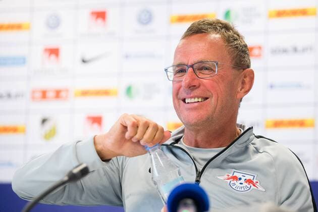 180802 Coach Ralf Rangnick of Leipzig during the press conference after the UEFA Europe League qualifying match between Häcken and RB Leipzig on August 2, 2018 in Gothenburg  Copyright: MICHAELxERICHSEN BB180802MI060
