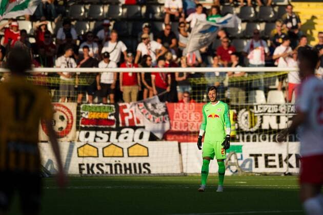 180802 Goalkeeper Marius Müller of Leipzig during the UEFA Europa League qualifying match between Häcken and RB Leipzig on August 2, 2018 in Gothenburg  Copyright: MICHAELxERICHSEN BB180802MI067