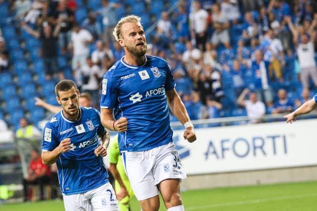 02.08.2018, Poznan, Pilka nozna , Liga Europy , Lech Poznan - Szachtior Soligorsk UEFA Europa League , Lech Poznan - Shakhtyor Soligorsk , N Z Christian Gytkjaer (Lech) gol bramka radosc , FOT. Adam Jastrzebowski newspix.pl --- Newspix.pl  20180802_awj_248