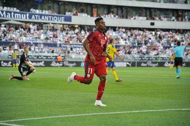 But et Joie Francois Kamano (gir) FOOTBALL : Bordeaux vs Ventspils - 2eme Tour Qualification Europa League - Bordeaux - 02 08 2018 ThierryBreton Panoramic 