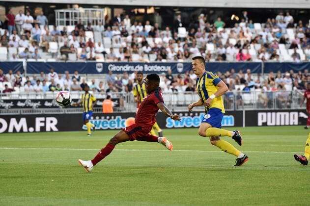 But et Joie Francois Kamano (gir) FOOTBALL : Bordeaux vs Ventspils - 2eme Tour Qualification Europa League - Bordeaux - 02 08 2018 ThierryBreton Panoramic 