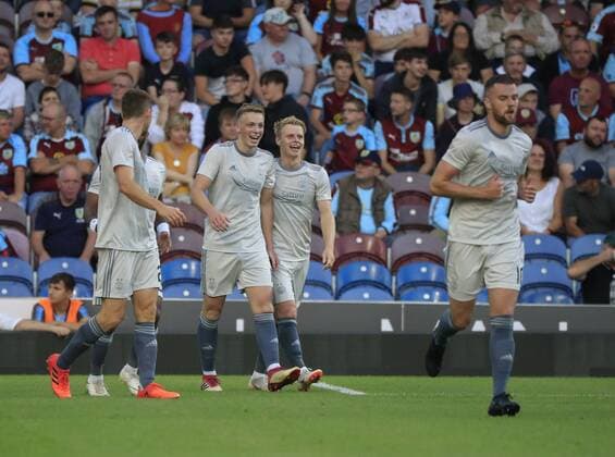 2nd August 2018, Turf Moor, Burnley, England; UEFA Europa League qualification, second qualifying round, 2nd leg, Burnley versus Aberdeen; Lewis Ferguson of Aberdeen celebrates scoring the equalising goal making it 1-1  ActionPlus12052083 ConorxMolloy