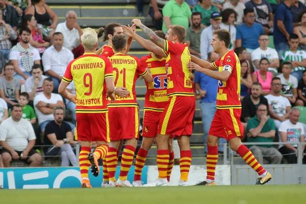 02.08.2018 VILA DO CONDE PLACA DA REPUBLICA ( PORTUGAL ) PILKA NOZNA ( FOOTBALL ) ELIMINACJE LIGA EUROPY SEZON 2018 2019 ( UEFA EUROPA LEAGUE ) - II RUNDA MECZ RIO AVE - JAGIELLONIA BIALYSTOK ( GAME ) NZ ARVYDAS NOVIKOVAS PRZEMYSLAW FRANKOWSKI CILLIAN SHERIDAN BARTOSZ KWIECIEN TARAS ROMANCZUK FOTO KAMIL SWIRYDOWICZ CYFRASPORT NEWSPIX.PL --- Newspix.pl  20180802CSKS005