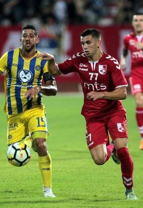 02.08.2018 Nis(Serbia) FK Ranicki Nis-FC Maccabi Tel Aviv Europa League 2nd leg qualifiers men s football Dor Micha(L) FC Maccabi Tel Aviv, Lazar Randjelovic(r) FK Radnicki Nis : 