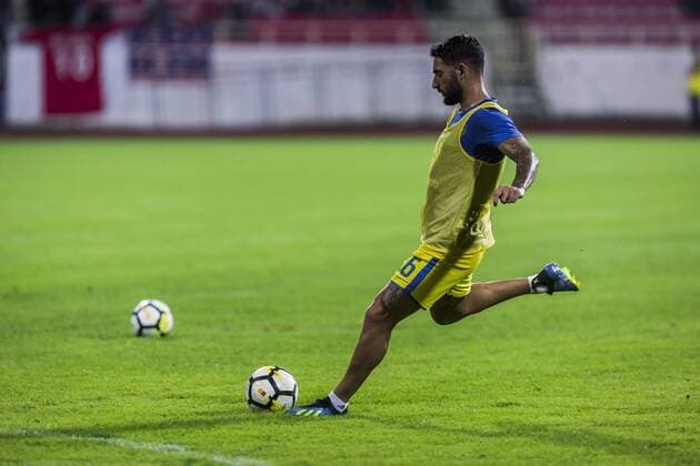 2nd August 2018, Cair Stadium, Nis, Serbia; UEFA Europa League qualification, second qualifying round, 2nd leg; Radnicki Nis versus Maccabi Tel Aviv; Eliran Atar of Maccabi Tel-Aviv warms up  ActionPlus12052094 NikolaxKrstic