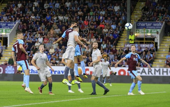 2nd August 2018, Turf Moor, Burnley, England; UEFA Europa League qualification, second qualifying round, 2nd leg, Burnley versus Aberdeen; Jack Cork of Burnley rises to score a header for Burnley in extra time to make it 2-1 to the home side  ActionPlus12052134 ConorxMolloy
