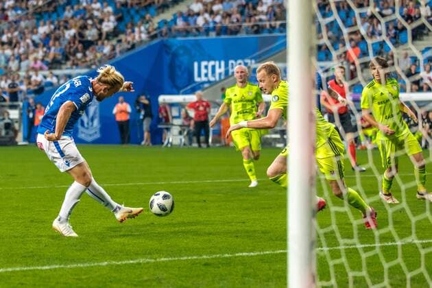 POZNAN 02.08.2018 LIGA EUROPY: LECH POZNAN - Szachtior Soligorsk - EUROPE LEAGUE: LECH POZNAN - SZACHTIOR SOLIGORSK NZ: Lech Poznan, szachtior soligorsk, CHRISTIAN GYTKJAER FOT. MARCIN RAJCZAK 400MM NEWSPIX.PL --- Newspix.pl  180802__AY_6368